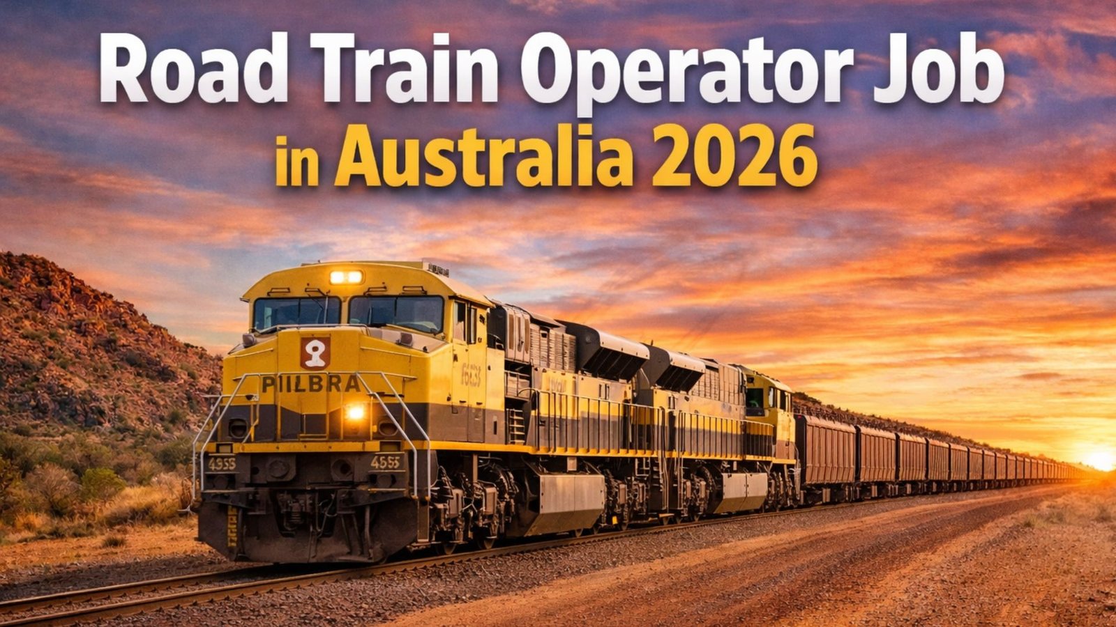 Road Train Operator Job in Australia 2026 heavy freight train transporting cargo across the Australian outback railway.