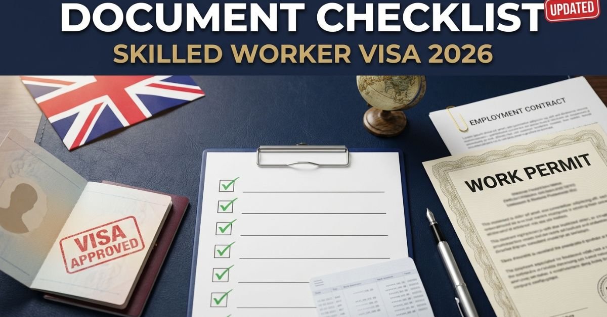 Document checklist for a skilled worker visa application 2026 with visa and work permit