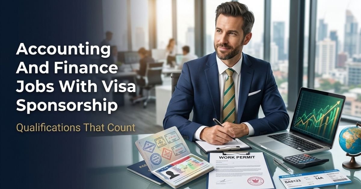 Accounting and finance jobs with visa sponsorship featured image with work permit and visa documents
